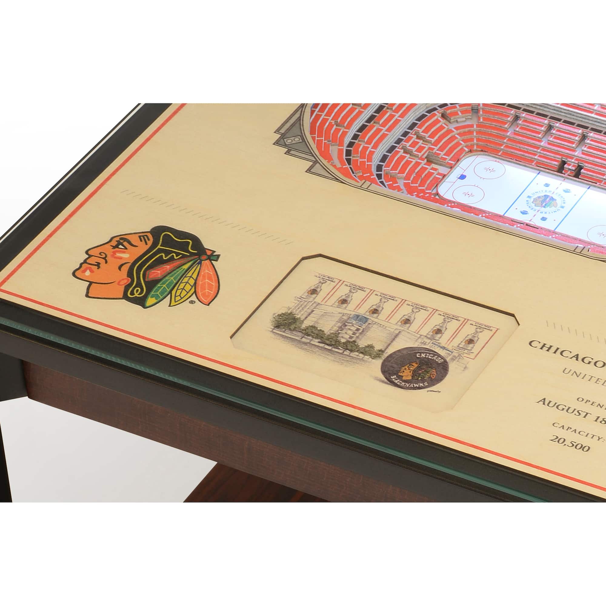 23" Chicago Blackhawks 25-Layer StadiumViews Lighted End Table
